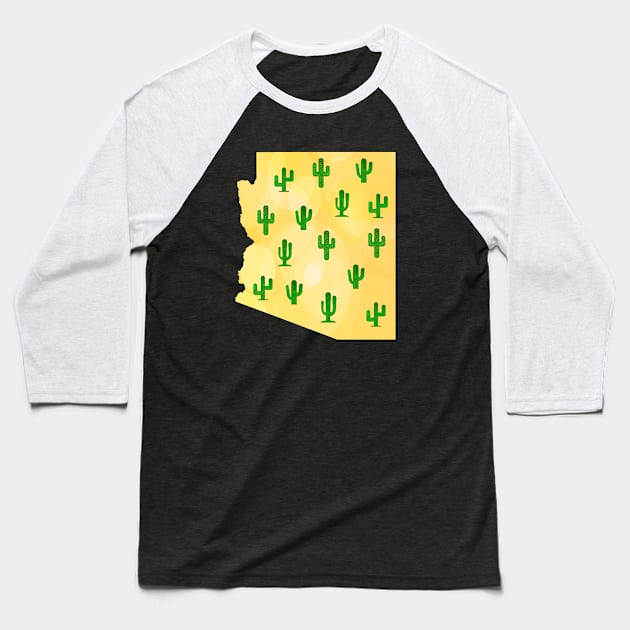 Arizona Desert Sun and Cactus Baseball T-Shirt by Star58